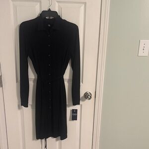 Chaps Elegant Black Button-Down Dress